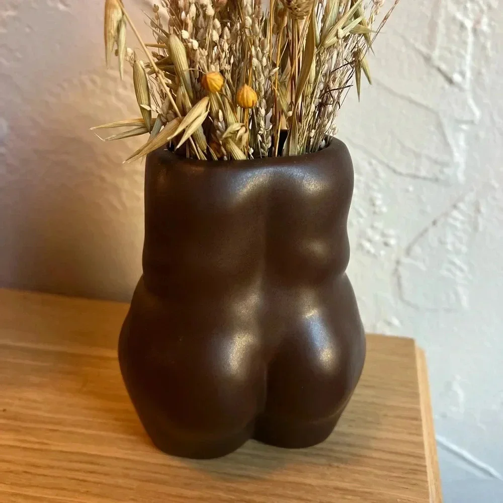 5” Matte Black Female Form Vase - Body Sculpture Modern Decor